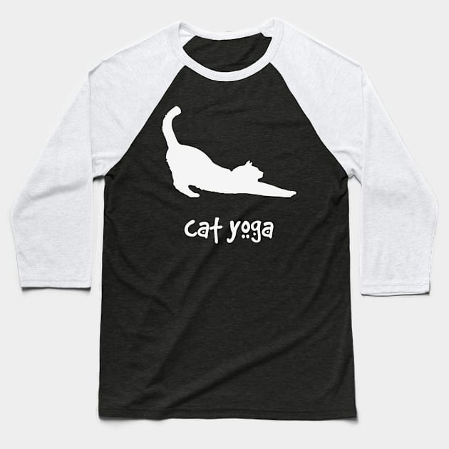 Cat Yoga Baseball T-Shirt by morganlilith